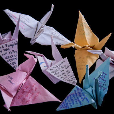 Paper Cranes with Victims’ Names Written on Them